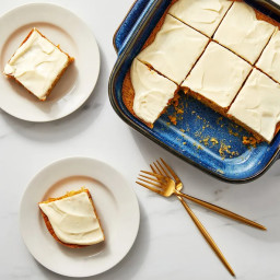 Carrot Cornmeal Cake with Mascarpone Maple Frosting