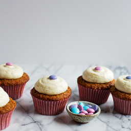 Carrot Cupcakes with Orange and Vanilla Bean Cream Cheese Frosting