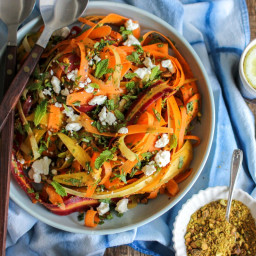 Carrot, Feta, and Pistachio Salad with Orange Blossom Toss