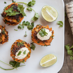 Carrot Fritters with Cumin-Lime Cashew Cream