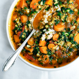 Carrot, Red Lentil, & Spinach Soup