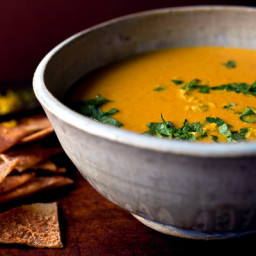 Carrot-Tahini Soup With Coriander, Turmeric and Lemon