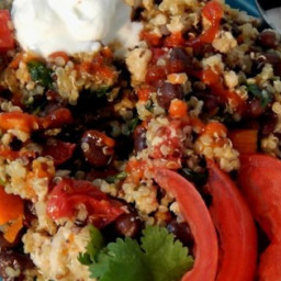 Carrot, Tomato, and Spinach Quinoa Pilaf with Ground Turkey Recipe