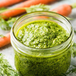 Carrot Top Pesto with Oven Roasted Carrots