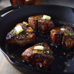 Cast Iron Lamb Loin Chops with Herbs and Cognac Butter Sauce Recipe