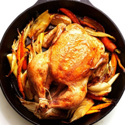 Cast-Iron Roast Chicken with Fennel and Carrots