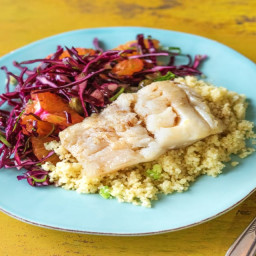 Catch of the Day: Cod Over Couscous with Citrus Dill Slaw