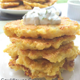 Cauliflower Cakes With Feta And Dill Pickle Sauce