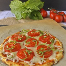 Cauliflower crust tomato basil pizza