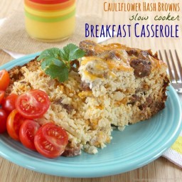Cauliflower Hash Browns Slow Cooker Breakfast Casserole for #SundaySupper {