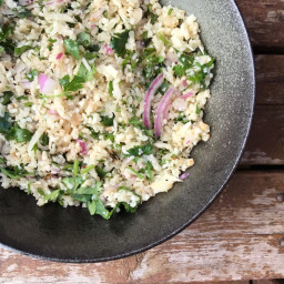 Cauliflower Rice with Cilantro, Mint, and Red Onion