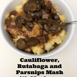 Cauliflower, Rutabaga, and Parsnips Mash with Mushroom Gravy