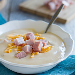 Cauliflower Soup with Ham and Cheese