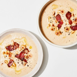 Cauliflower Soup with Hazelnuts and Bacon