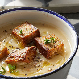 Cauliflower & White Bean Soup with Herb Croutons