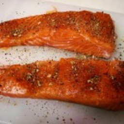 Cedar Plank Salmon with Whipped Cauliflower and Asparagus Tips