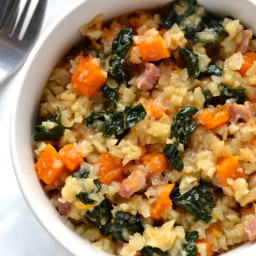Celeriac Risotto with Butternut Squash and Kale