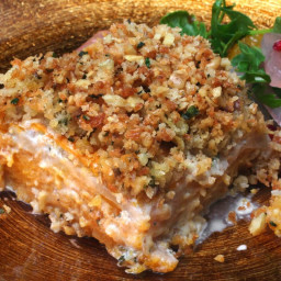 Celery Root and Squash Gratin with Walnut-Thyme Streusel