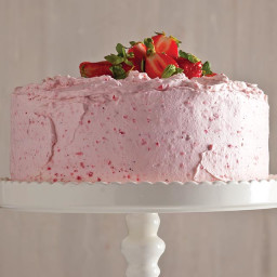 Champagne Cake with Fluffy Strawberry Frosting