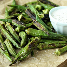 Char-Grilled Okra with Jalapeño Ranch