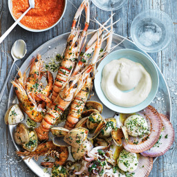 Char Grilled Seafood Platter With Romesco And Aioli