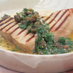 Char-grilled Tuna with Warm Coriander and Caper Vinaigrette