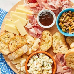 Charcuterie Board with Prosciutto, Baguette & Assorted Cheeses