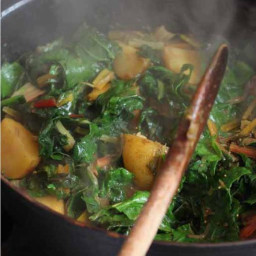 Chard and new potato curry