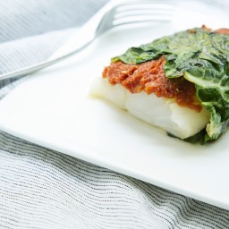 Chard-Wrapped Cod With Sun-Dried Tomato Tapenade