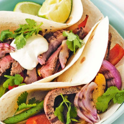 Chargrilled beef and capsicum fajitas