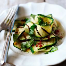 Chargrilled courgette with basil, mint, chilli and lemon