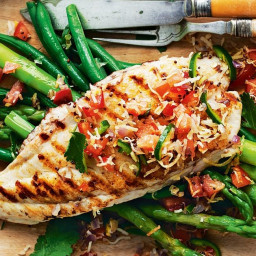 Chargrilled fish with green chilli, coriander and coconut relish