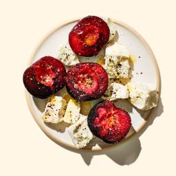 Charred Buttered Plums with Cheese