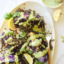 Charred Cabbage with Lentils and Green Tahini