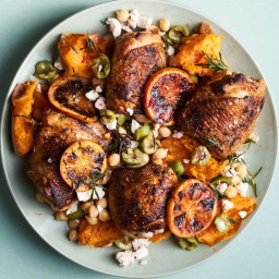 Charred Chicken with Sweet Potatoes and Oranges