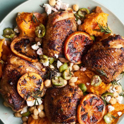 Charred Chicken with Sweet Potatoes and Oranges