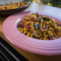 Charred Corn with Bacon Lardons and Red Onion