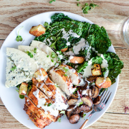 Charred Kale Caesar Salad with Honey Chipotle Chicken