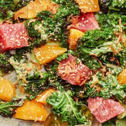 Charred Kale With Citrus and Green Tahini