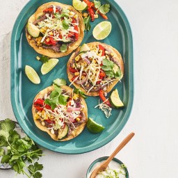 Charred Vegetable and Bean Tostadas with Lime Crema