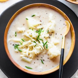 Cheddar Cauliflower Potato Soup {Healthy + Easy}