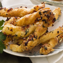 Cheese and bacon pastry twists
