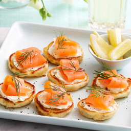 Cheese and Dill Blini with Smoked Salmon