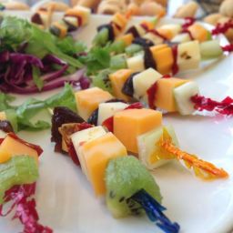 Cheese and fruit kebabs