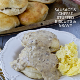 Cheese and Sausage Stuffed Biscuits and Gravy
