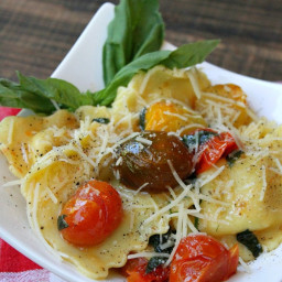 Cheese Ravioli with Brown Butter and Tomato Sauce