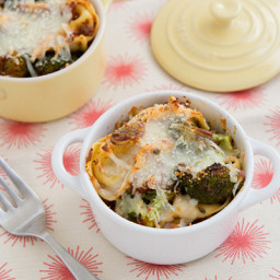 Cheese Tortellini Bake with Roasted Broccoli