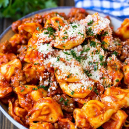 Cheese Tortellini with Meat Sauce
