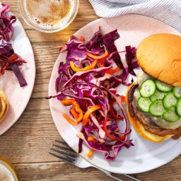 Cheeseburgers with Black Bean Mayo & Spicy Slaw