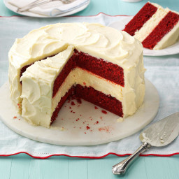 Cheesecake Layered Red Velvet Cake